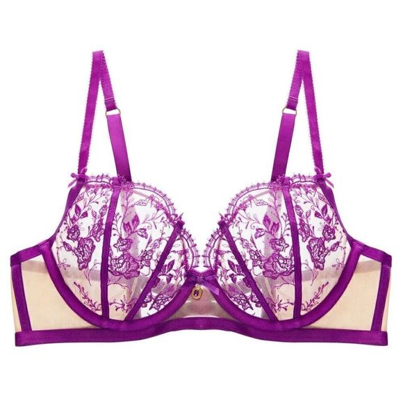 Dita Von Tesse NWT Shocking Violet femmoiselle demi lace bra lingerie SIZE 36D - Picture 1 of 4